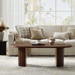 Lee Convertible Walnut Solid Wood Oval Coffee Table