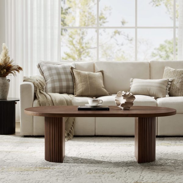 Lee Convertible Walnut Solid Wood Oval Coffee Table 1