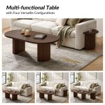Lee Convertible Walnut Solid Wood Oval Coffee Table