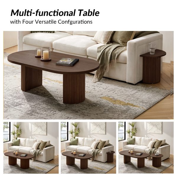 Lee Convertible Walnut Solid Wood Oval Coffee Table 2