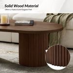 Lee Convertible Walnut Solid Wood Oval Coffee Table