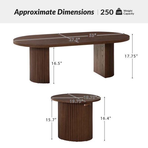 Lee Convertible Walnut Solid Wood Oval Coffee Table 4