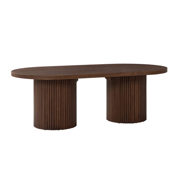 Lee Convertible Walnut Solid Wood Oval Coffee Table