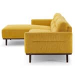 Yellow Linen L-Shaped Left Sectional Sofa Mid-Century Modern