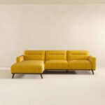 Yellow Linen L-Shaped Left Sectional Sofa Mid-Century Modern