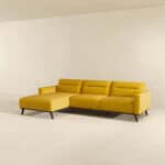 Yellow Linen L-Shaped Left Sectional Sofa Mid-Century Modern