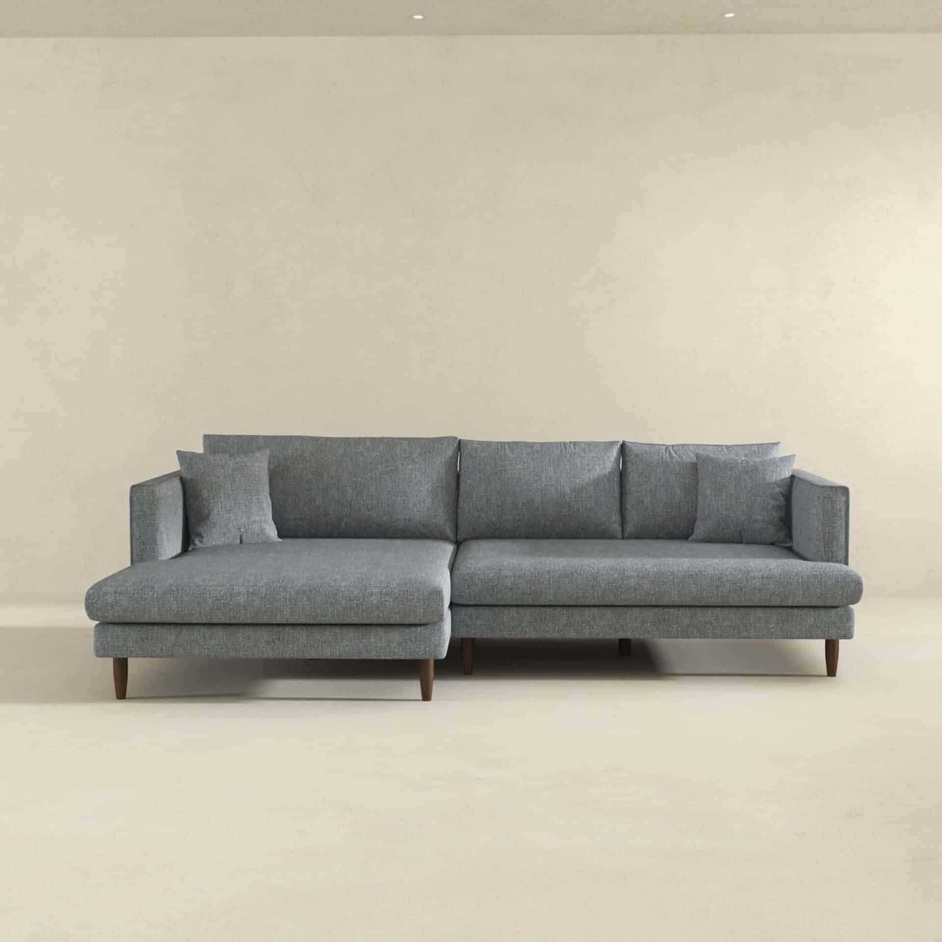 Grey Linen L-Shaped Left-Facing Sectional Sofa with Removable Legs 4 Grey Linen L-Shaped Left-Facing Sectional Sofa with Removable Legs - Image 4