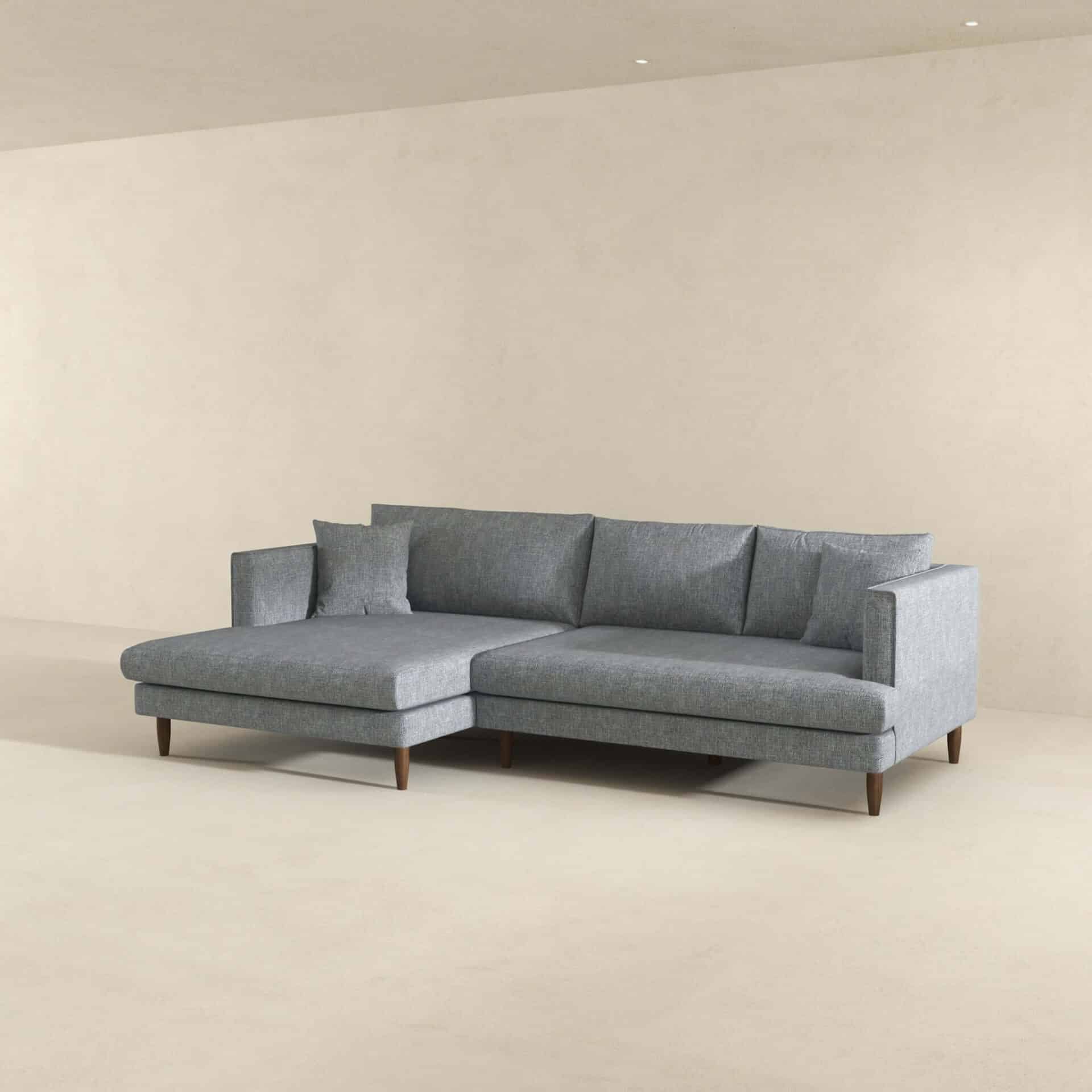 Grey Linen L-Shaped Left-Facing Sectional Sofa with Removable Legs 3 Grey Linen L-Shaped Left-Facing Sectional Sofa with Removable Legs - Image 3