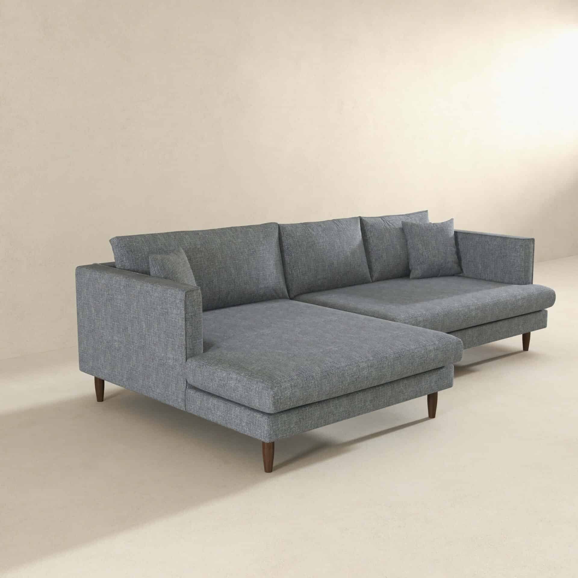 Grey Linen L-Shaped Left-Facing Sectional Sofa with Removable Legs 2 Grey Linen L-Shaped Left-Facing Sectional Sofa with Removable Legs - Image 2