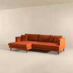Orange Velvet L-Shaped Sectional Sofa Left Facing 7 Orange Velvet L-Shaped Sectional Sofa Left Facing
