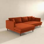 Orange Velvet L-Shaped Sectional Sofa Left Facing 6 Orange Velvet L-Shaped Sectional Sofa Left Facing