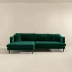 Green Velvet L-Shaped Sectional Sofa Left Facing 6 Green Velvet L-Shaped Sectional Sofa Left Facing