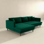 Green Velvet L-Shaped Sectional Sofa Left Facing 7 Green Velvet L-Shaped Sectional Sofa Left Facing