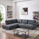 Grey Linen Pillow Back Left Facing Sectional Sofa 6 Grey Linen Pillow Back Left Facing Sectional Sofa