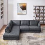 Grey Linen Pillow Back Left Facing Sectional Sofa 5 Grey Linen Pillow Back Left Facing Sectional Sofa