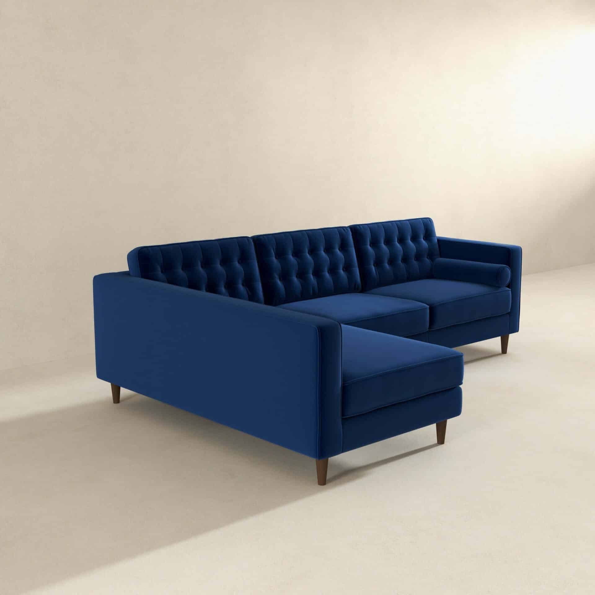 Blue Velvet Left-Facing Sectional Sofa for Small Spaces 3 Blue Velvet Left-Facing Sectional Sofa for Small Spaces - Image 3
