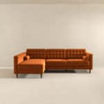 Orange Velvet Sectional Sofa Left Facing for Small Spaces 7 Orange Velvet Sectional Sofa Left Facing for Small Spaces