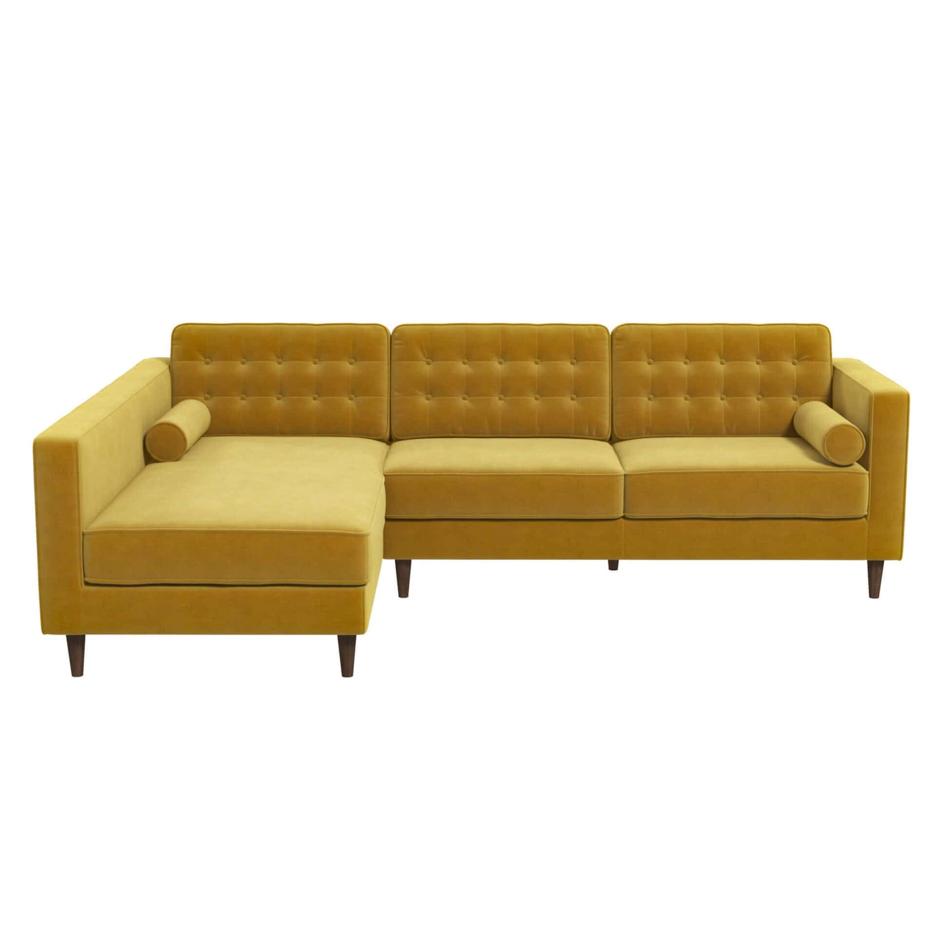 Yellow Velvet Left Facing Sectional Sofa for Living Rooms 4 Yellow Velvet Left Facing Sectional Sofa for Living Rooms - Image 4