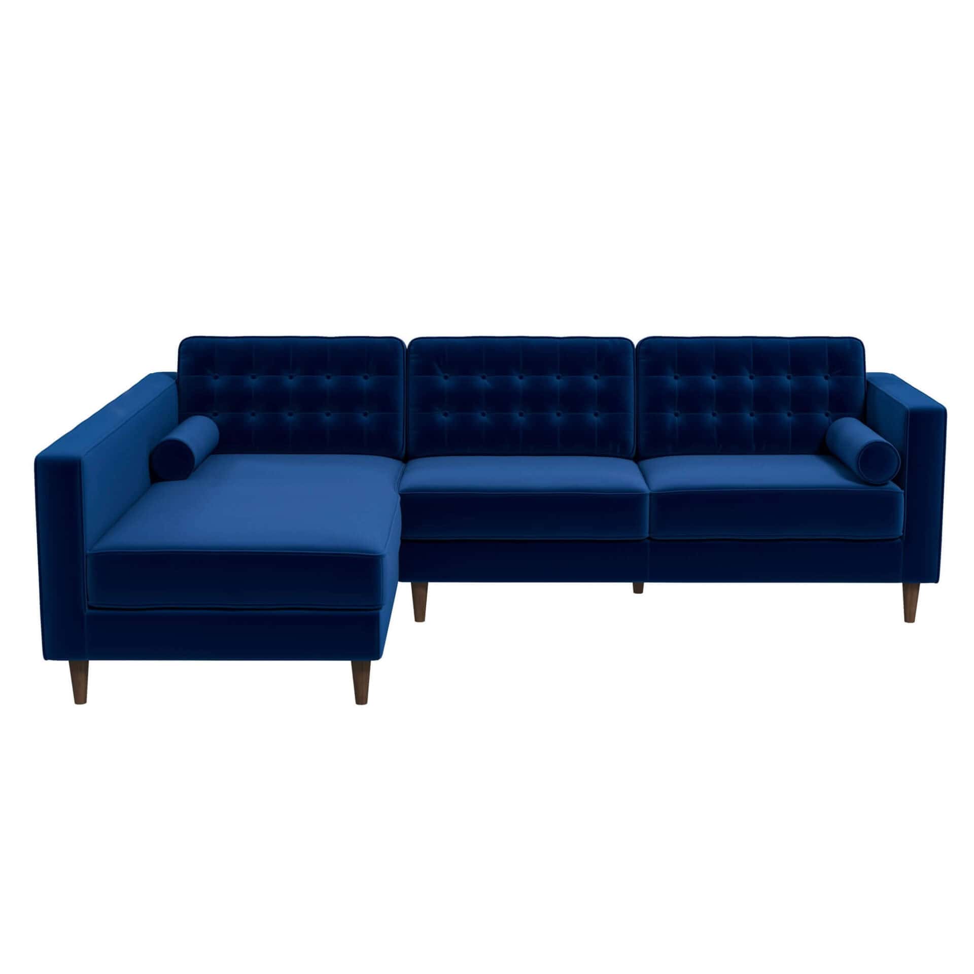 Blue Velvet Left-Facing Sectional Sofa for Small Spaces 5 Blue Velvet Left-Facing Sectional Sofa for Small Spaces - Image 5