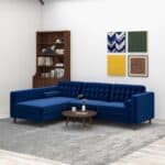 Blue Velvet Left-Facing Sectional Sofa for Small Spaces 6 Blue Velvet Left-Facing Sectional Sofa for Small Spaces