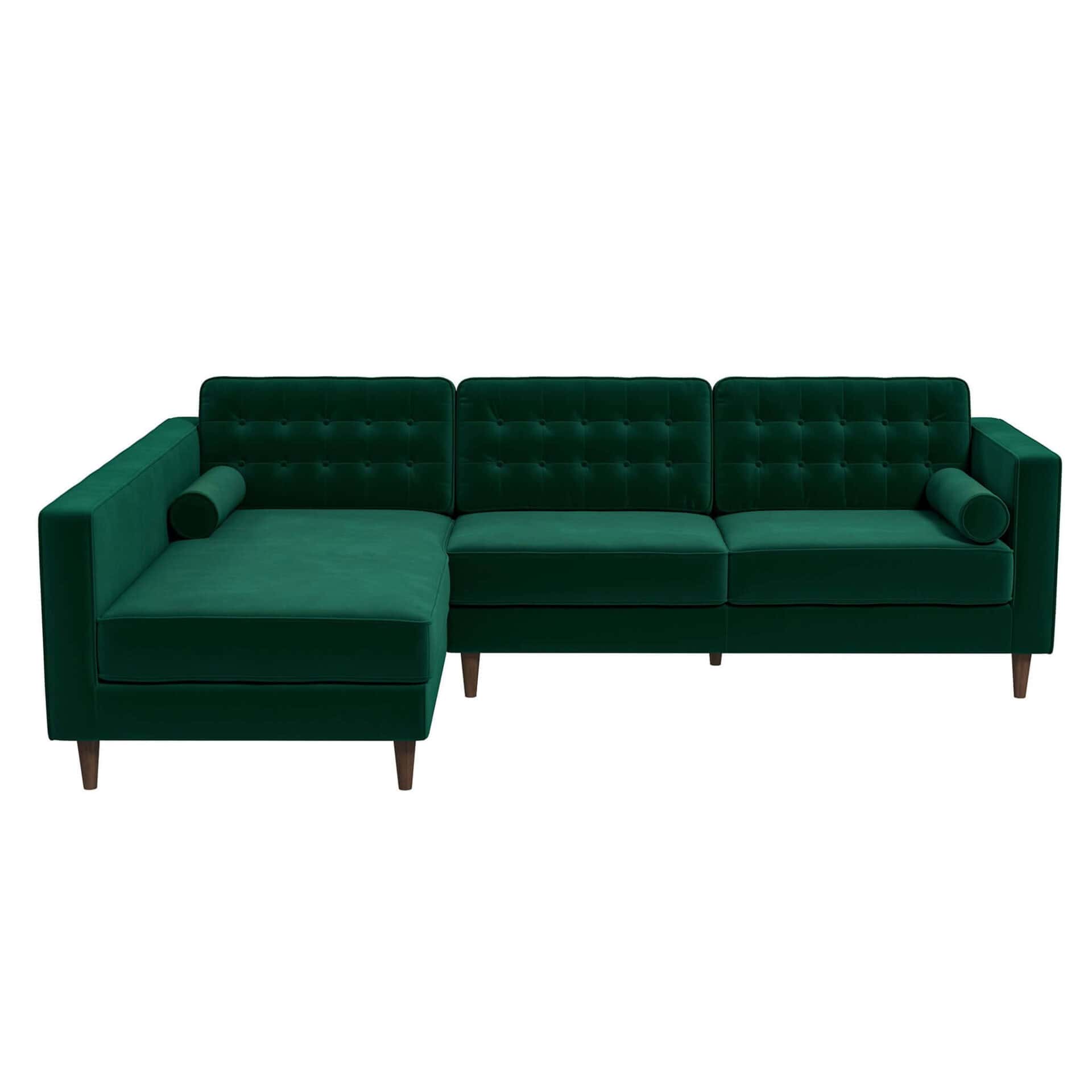 Green Velvet Left-Facing Sectional Sofa for Small Spaces 1 Green Velvet Left-Facing Sectional Sofa for Small Spaces