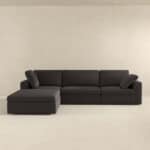 Grey Fabric Modular Corner Sectional Sofa L-Shaped (Set of 4) 10 Grey Fabric Modular Corner Sectional Sofa L-Shaped (Set of 4)