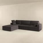 Grey Fabric Modular Corner Sectional Sofa L-Shaped (Set of 4) 9 Grey Fabric Modular Corner Sectional Sofa L-Shaped (Set of 4)