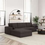 Grey Fabric Modular Corner Sectional Sofa L-Shaped (Set of 4) 7 Grey Fabric Modular Corner Sectional Sofa L-Shaped (Set of 4)