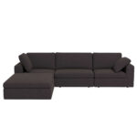 Grey Fabric Modular Corner Sectional Sofa L-Shaped (Set of 4) 6 Grey Fabric Modular Corner Sectional Sofa L-Shaped (Set of 4)