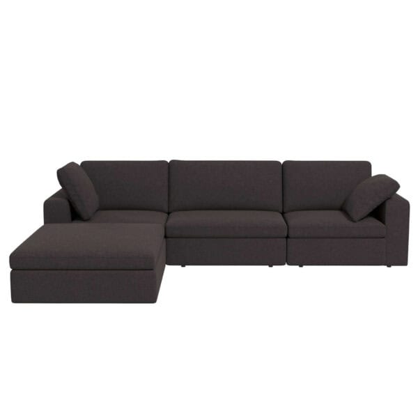 Grey Fabric Modular Corner Sectional Sofa L-Shaped (Set of 4)
