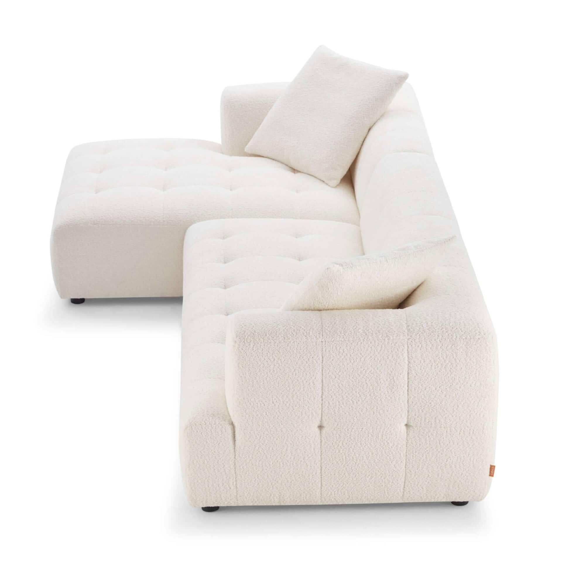 Ivory Boucle Mid-Century Modern Sectional Sofa 4 Ivory Boucle Mid-Century Modern Sectional Sofa - Image 4