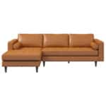 Tan Leather Left-Facing Corner Sectional Sofa with Removable Legs 5 Tan Leather Left-Facing Corner Sectional Sofa with Removable Legs