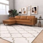 Tan Leather Left-Facing Corner Sectional Sofa with Removable Legs 6 Tan Leather Left-Facing Corner Sectional Sofa with Removable Legs