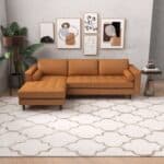 Tan Leather Left-Facing Corner Sectional Sofa with Removable Legs 7 Tan Leather Left-Facing Corner Sectional Sofa with Removable Legs