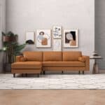 Tan Leather Left-Facing Corner Sectional Sofa with Removable Legs 8 Tan Leather Left-Facing Corner Sectional Sofa with Removable Legs