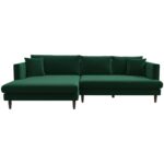 Green Velvet L-Shaped Sectional Sofa Left Facing 5 Green Velvet L-Shaped Sectional Sofa Left Facing