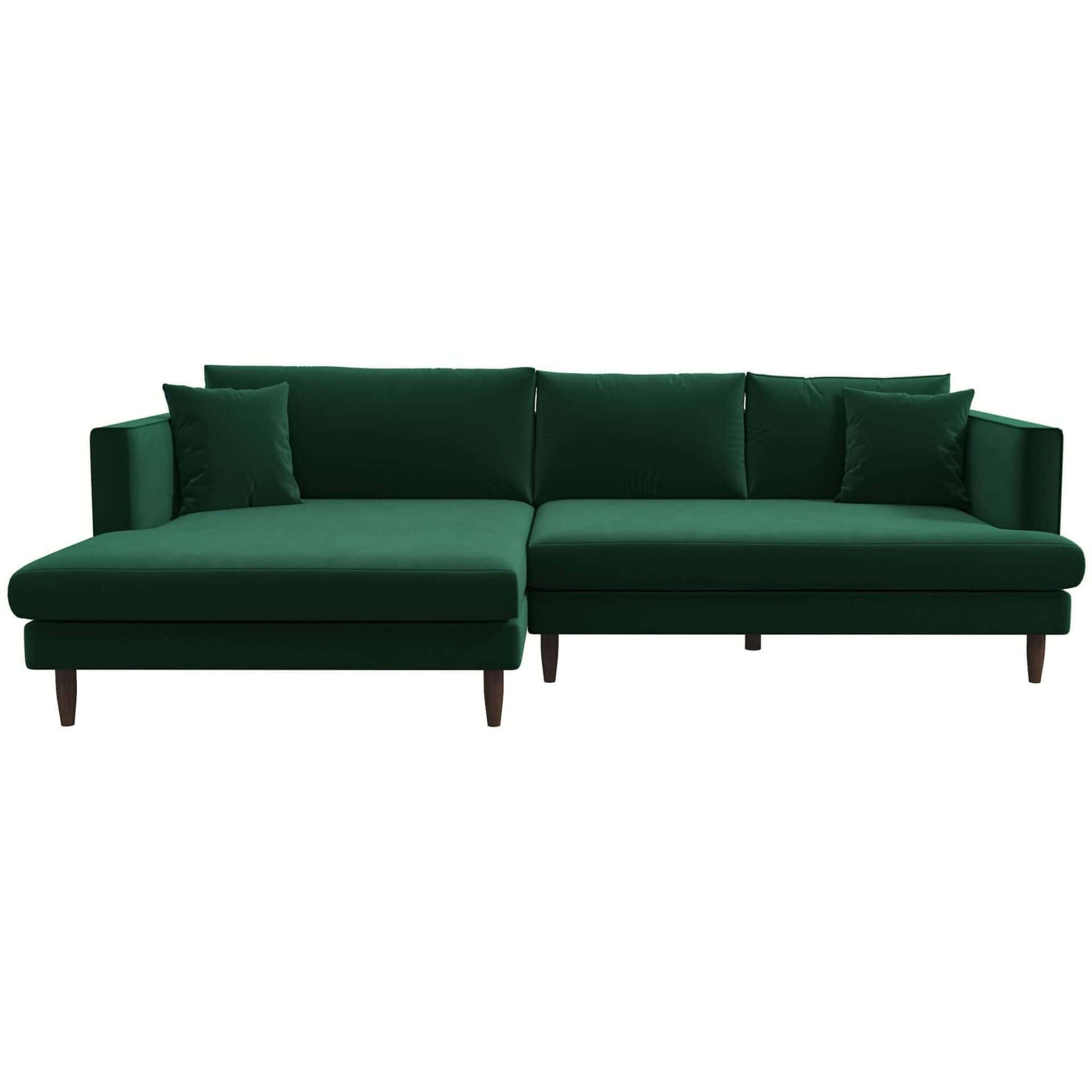 Green Velvet L-Shaped Sectional Sofa Left Facing 1 Green Velvet L-Shaped Sectional Sofa Left Facing