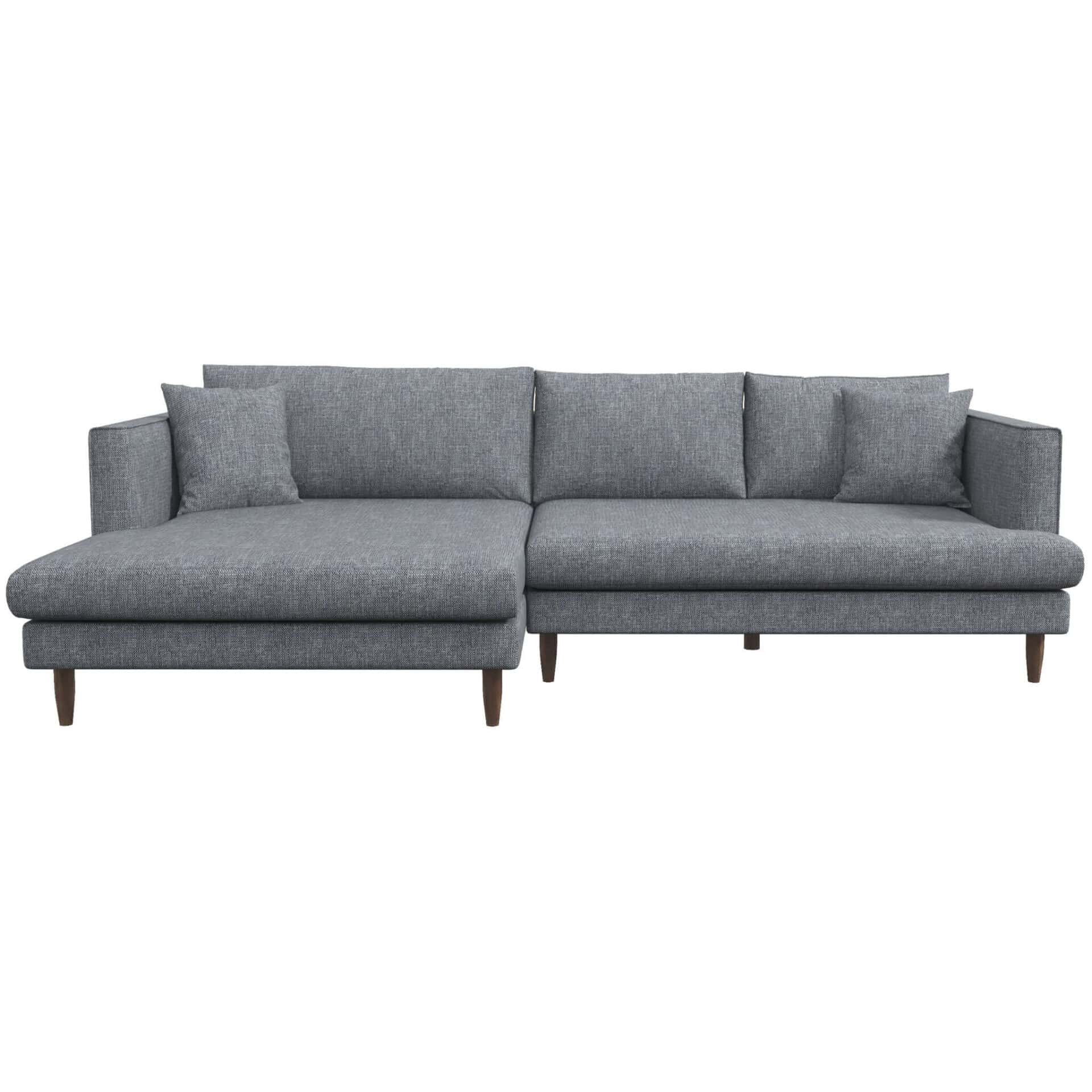 Grey Linen L-Shaped Left-Facing Sectional Sofa with Removable Legs 1 Grey Linen L-Shaped Left-Facing Sectional Sofa with Removable Legs