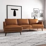 Tan Leather L-Shaped Sectional Couch Left Facing 6 Tan Leather L-Shaped Sectional Couch Left Facing