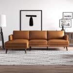Tan Leather L-Shaped Sectional Couch Left Facing 8 Tan Leather L-Shaped Sectional Couch Left Facing
