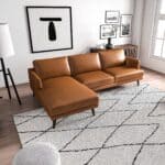 Tan Leather L-Shaped Sectional Couch Left Facing 9 Tan Leather L-Shaped Sectional Couch Left Facing