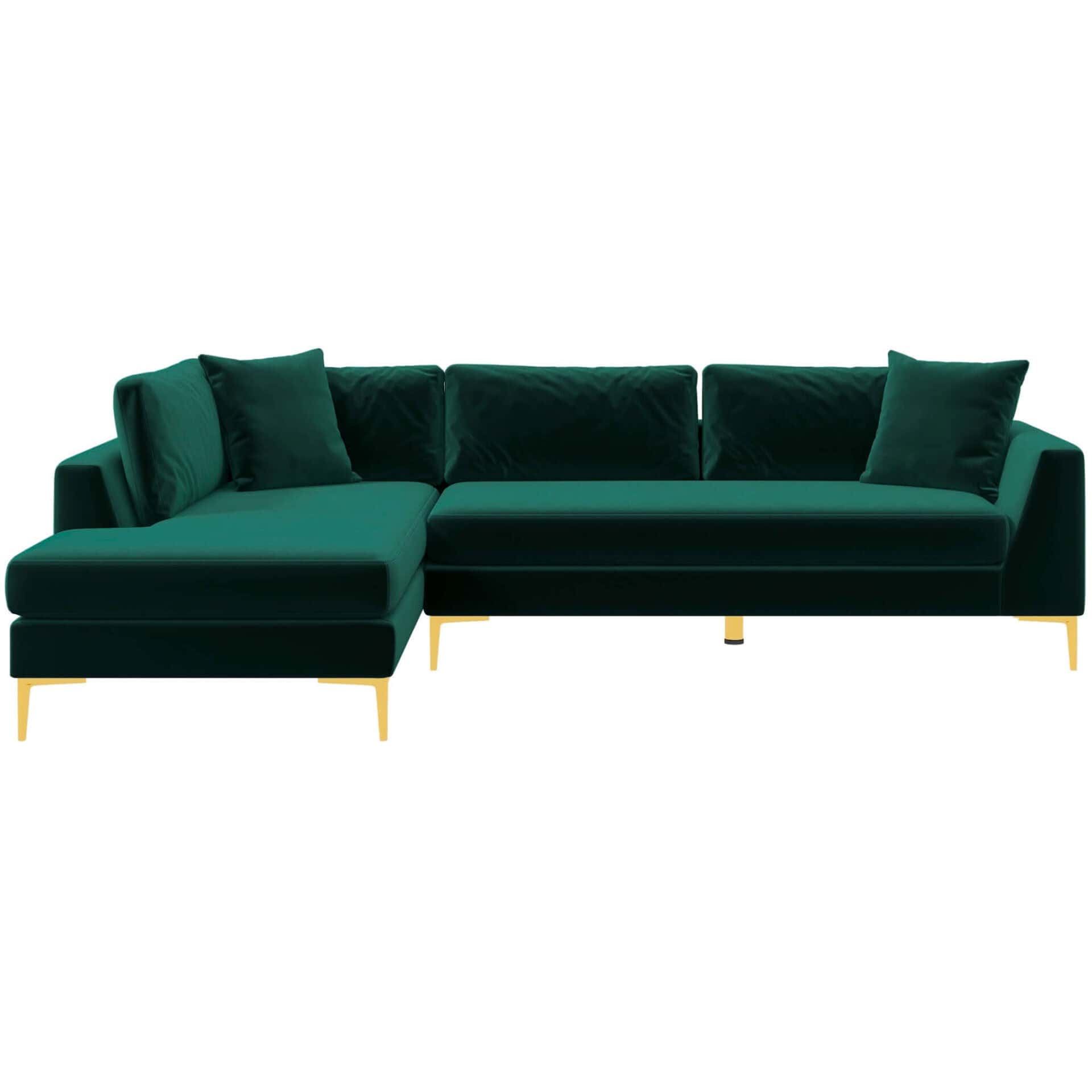 Green Velvet L-Shaped Sectional Sofa for Mid-Century Spaces 5 Green Velvet L-Shaped Sectional Sofa for Mid-Century Spaces - Image 5