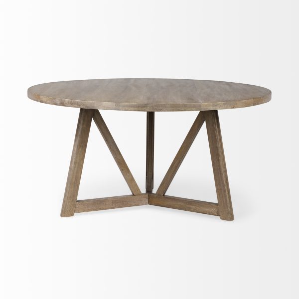 Legolas I 60 Round Brown Solid Wood Top Base Dining Table 1