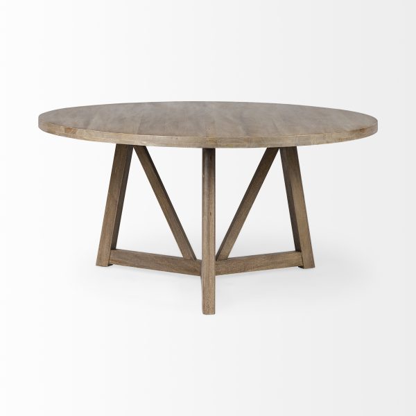 Legolas I 60 Round Brown Solid Wood Top Base Dining Table 2