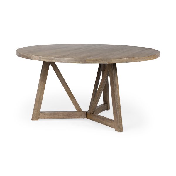 Legolas I 60 Round Brown Solid Wood Top Base Dining Table