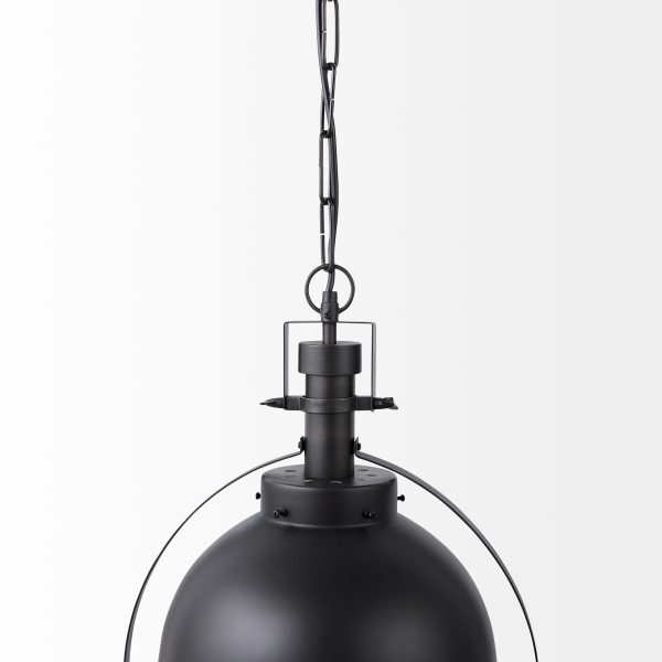Leighton II 15x20 Black Metal Spherical Pendant Light 6
