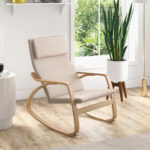Bentwood Rocking Chair with Cushion and Sturdy Wooden Frame
