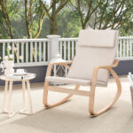 Bentwood Rocking Chair with Cushion and Sturdy Wooden Frame