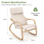 Bentwood Rocking Chair with Cushion and Sturdy Wooden Frame