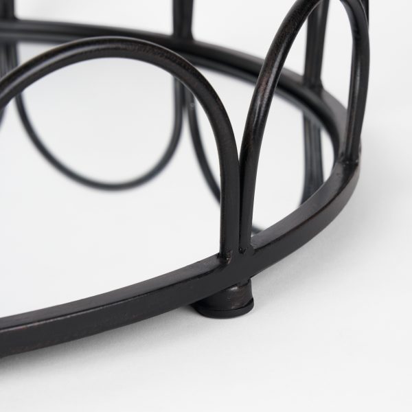 Lenore Round MetalMirror Tray Black Set of 2 5
